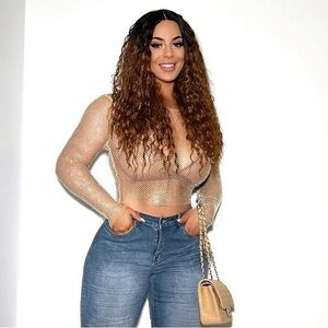 Gold netted long sleeve top